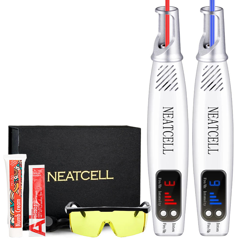 The Complete Home Tattoo and Pigment Removal Set: NEATCELL Plug-In Model Picosecond Laser Pen with Safety Glasses, Operator's Manual, Numbing Cream, Repair Cream, Cotton Swabs, and Alcohol Pads