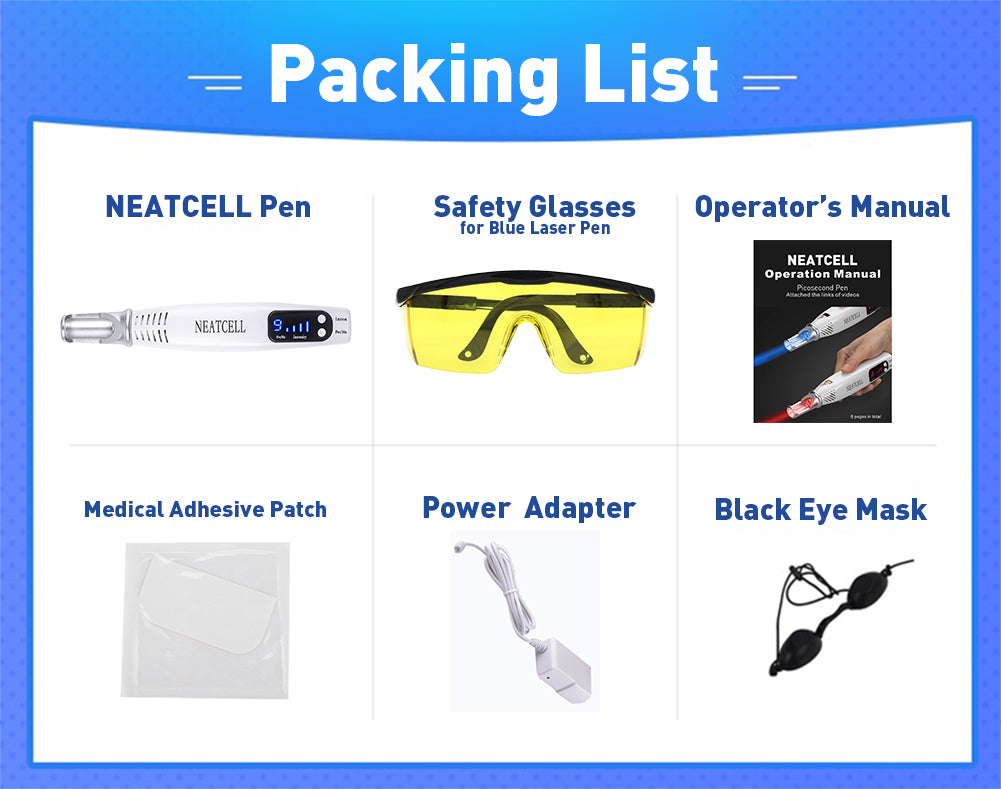 The Ultimate Home Tattoo and Pigment Removal Solution: Neatcell Plug-In Model Picosecond Laser Pen with Safety Glasses and Operator's Manual