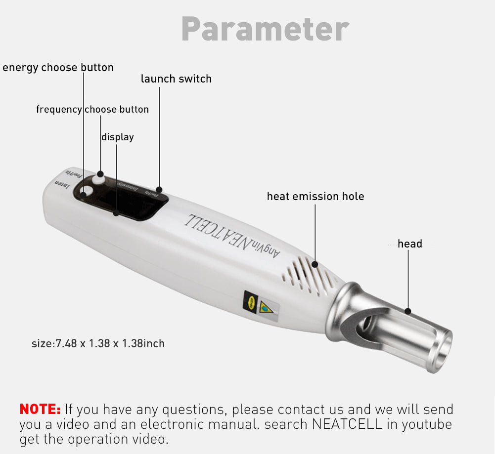 The Ultimate Home Tattoo and Pigment Removal Solution: Neatcell Plug-In Model Picosecond Laser Pen with Safety Glasses and Operator's Manual